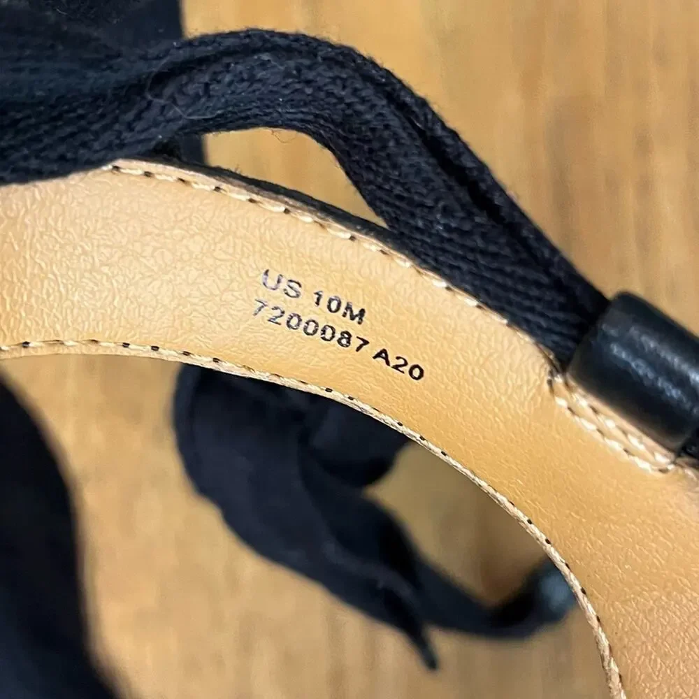 Patricia Nash Riva Wedge Espadrille Black Lace Up Ankle Wrap Sandals Women’s 10